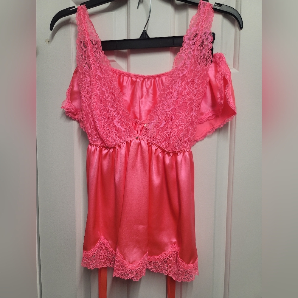 Victoria's Secret Bright Pink Lace Cami Set